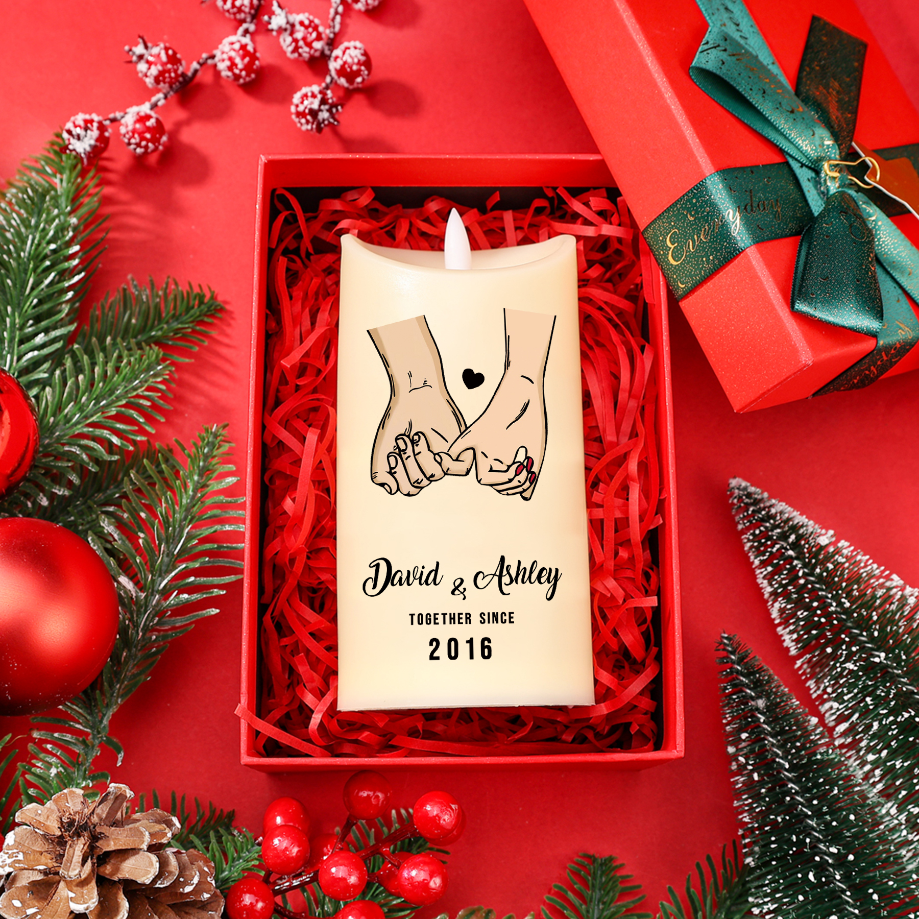 Personalised LED Candle Pinky Promise Together Since Gift for Couple