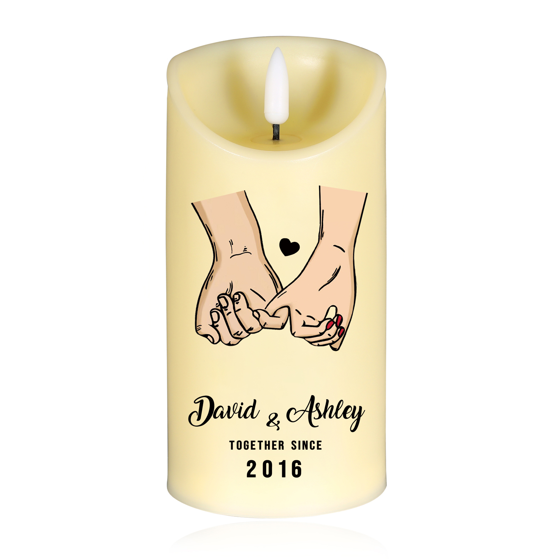 Personalised LED Candle Pinky Promise Together Since Gift for Couple