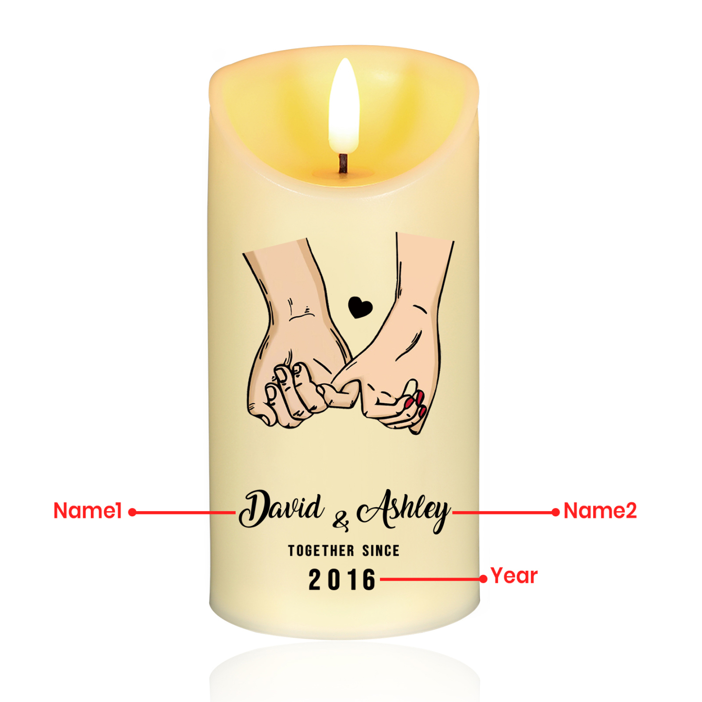 Personalised LED Candle Pinky Promise Together Since Gift for Couple