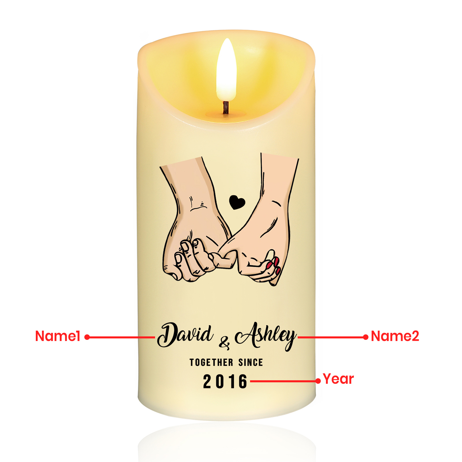 Personalised LED Candle Pinky Promise Together Since Gift for Couple
