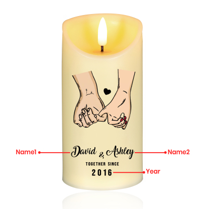 Personalised LED Candle Pinky Promise Together Since Gift for Couple