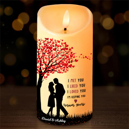 Personalised LED Candle I Met You I Loved You Couple Standing Under the Heart Tree
