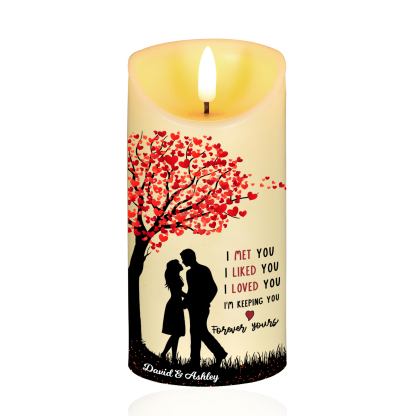 Personalised LED Candle I Met You I Loved You Couple Standing Under the Heart Tree