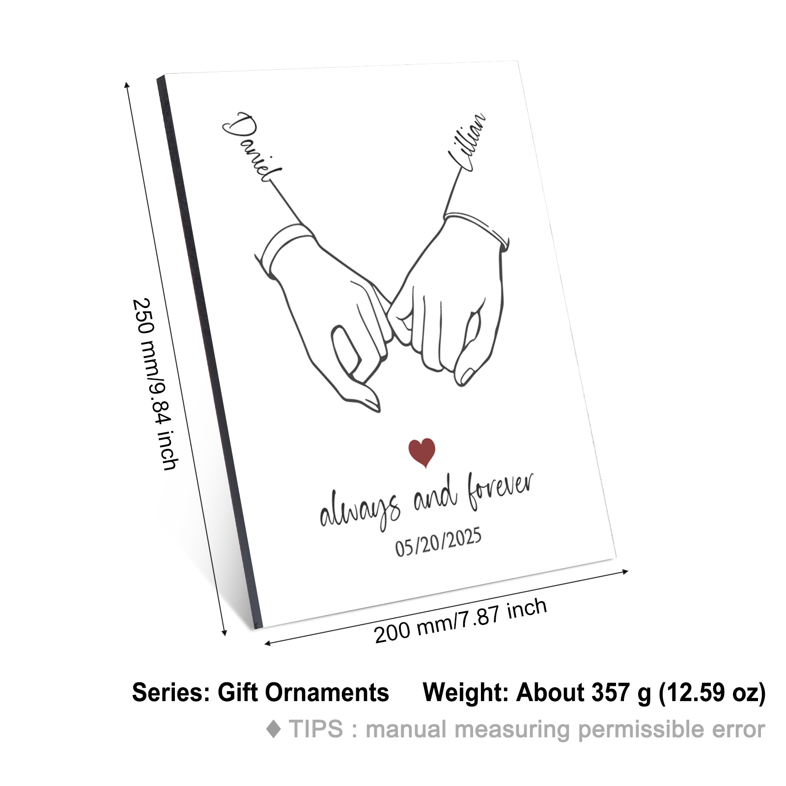 Personalised Pinky Promise Wooden Plaque Always and Forever Gift for Couple