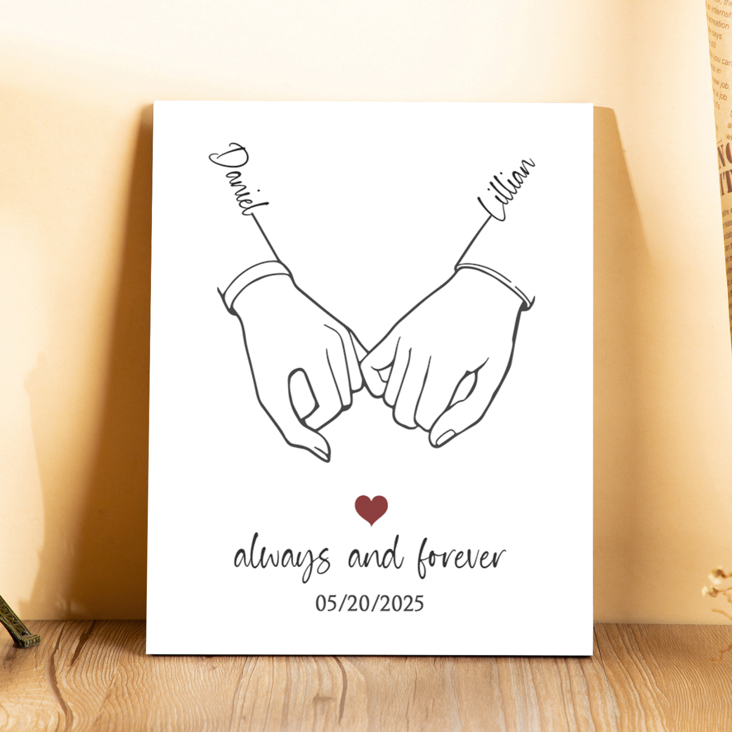 Personalised Pinky Promise Wooden Plaque Always and Forever Gift for Couple