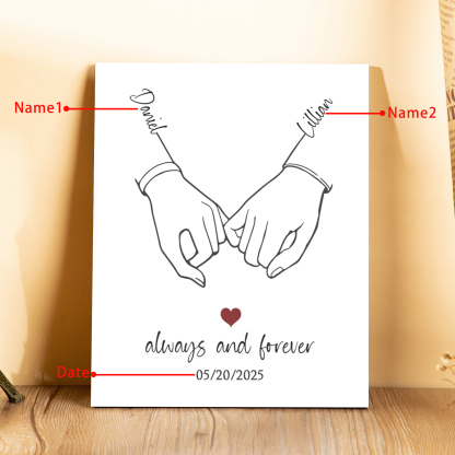 Personalised Pinky Promise Wooden Plaque Always and Forever Gift for Couple