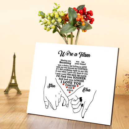Personalised Wooden Plaque We are a Team Pinky Promise Gift for Couple