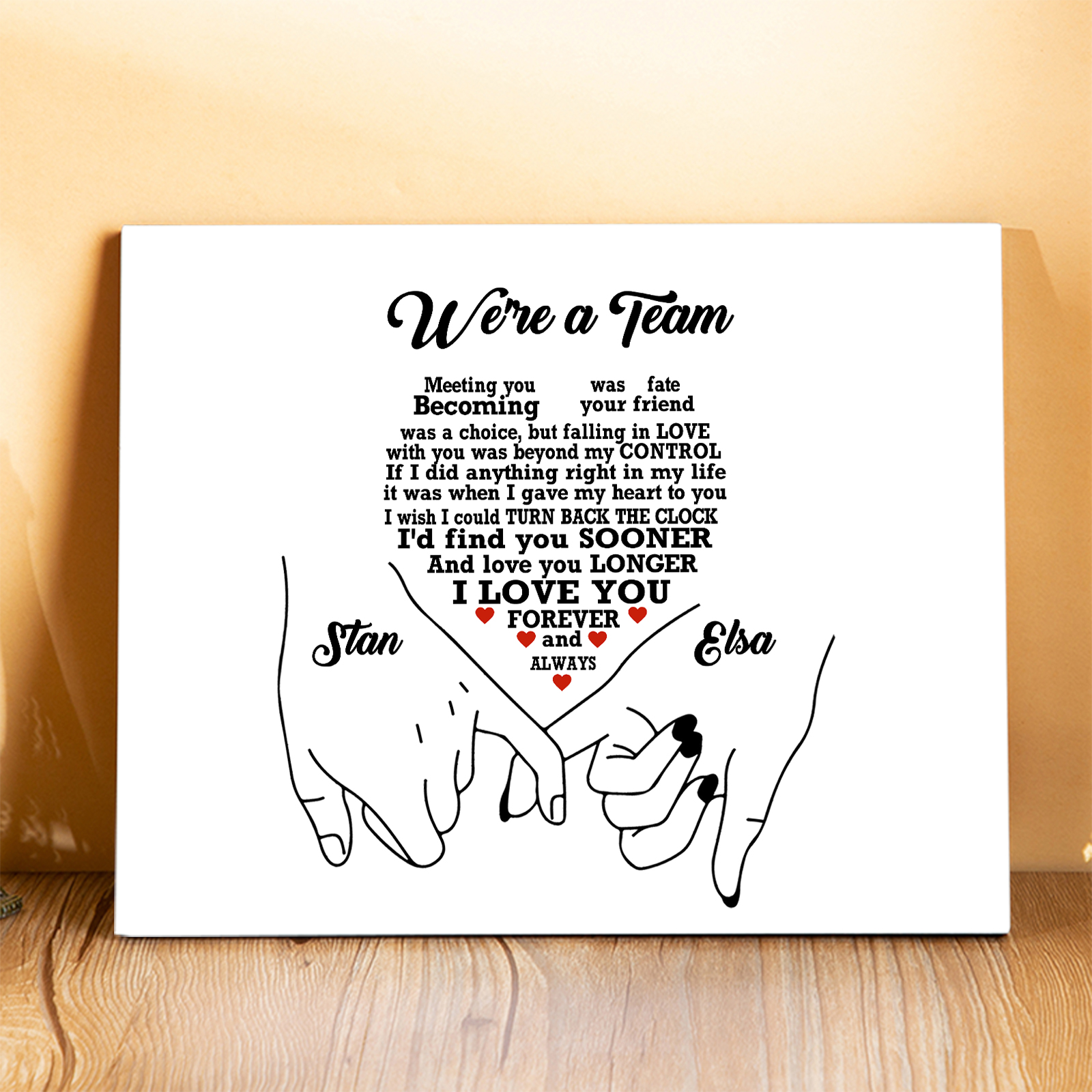 Personalised Wooden Plaque We are a Team Pinky Promise Gift for Couple