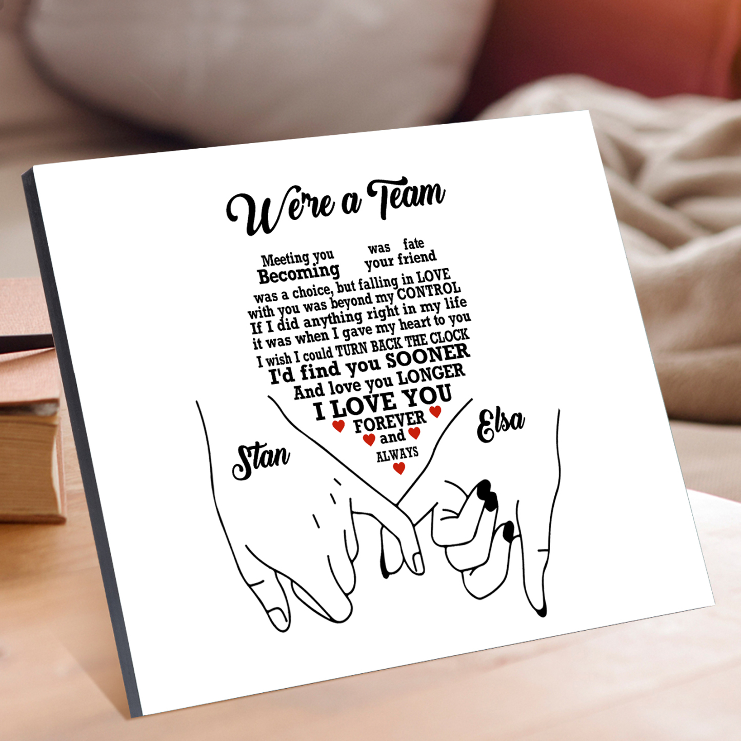 Personalised Wooden Plaque We are a Team Pinky Promise Gift for Couple