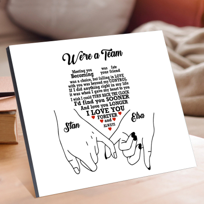 Personalised Wooden Plaque We are a Team Pinky Promise Gift for Couple