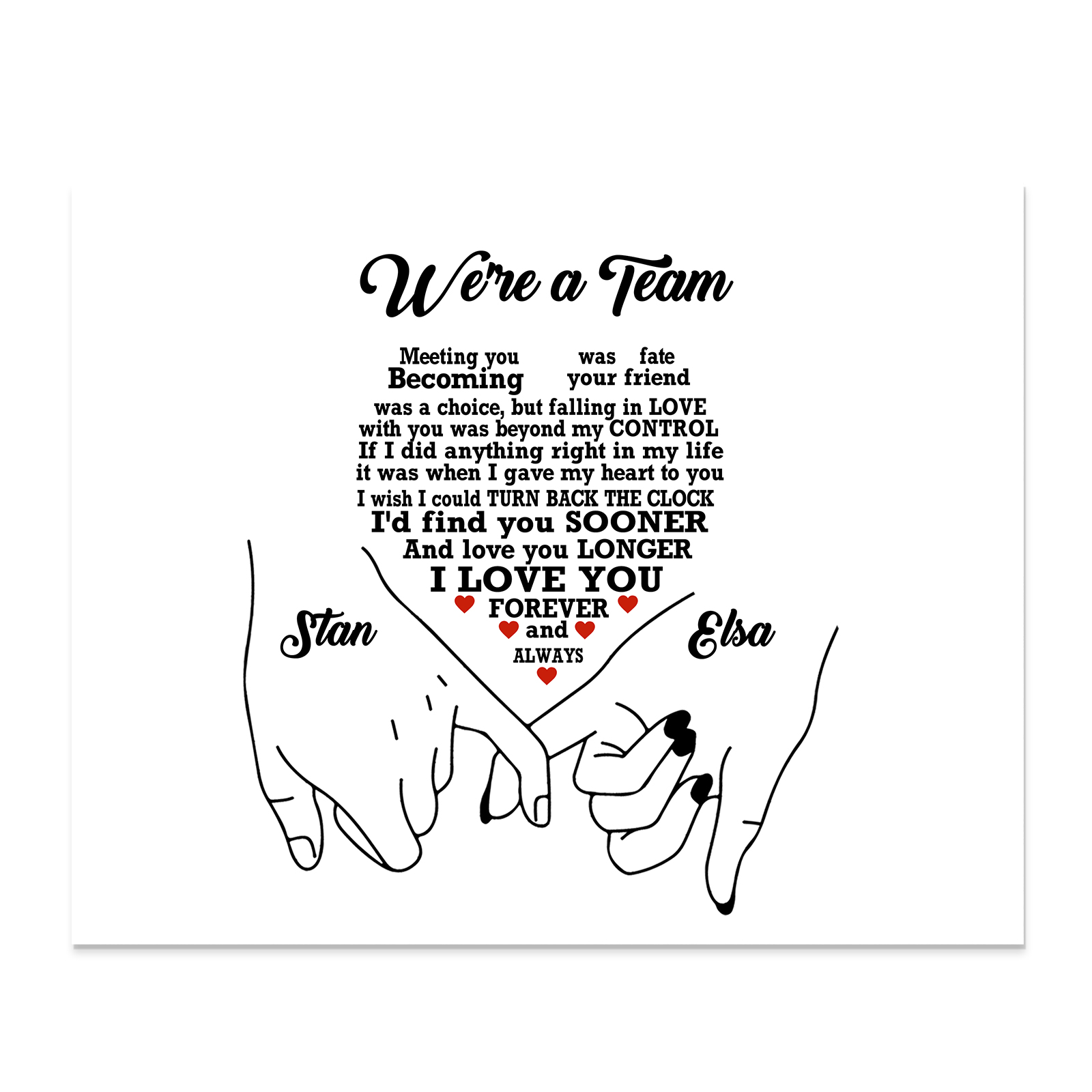 Personalised Wooden Plaque We are a Team Pinky Promise Gift for Couple