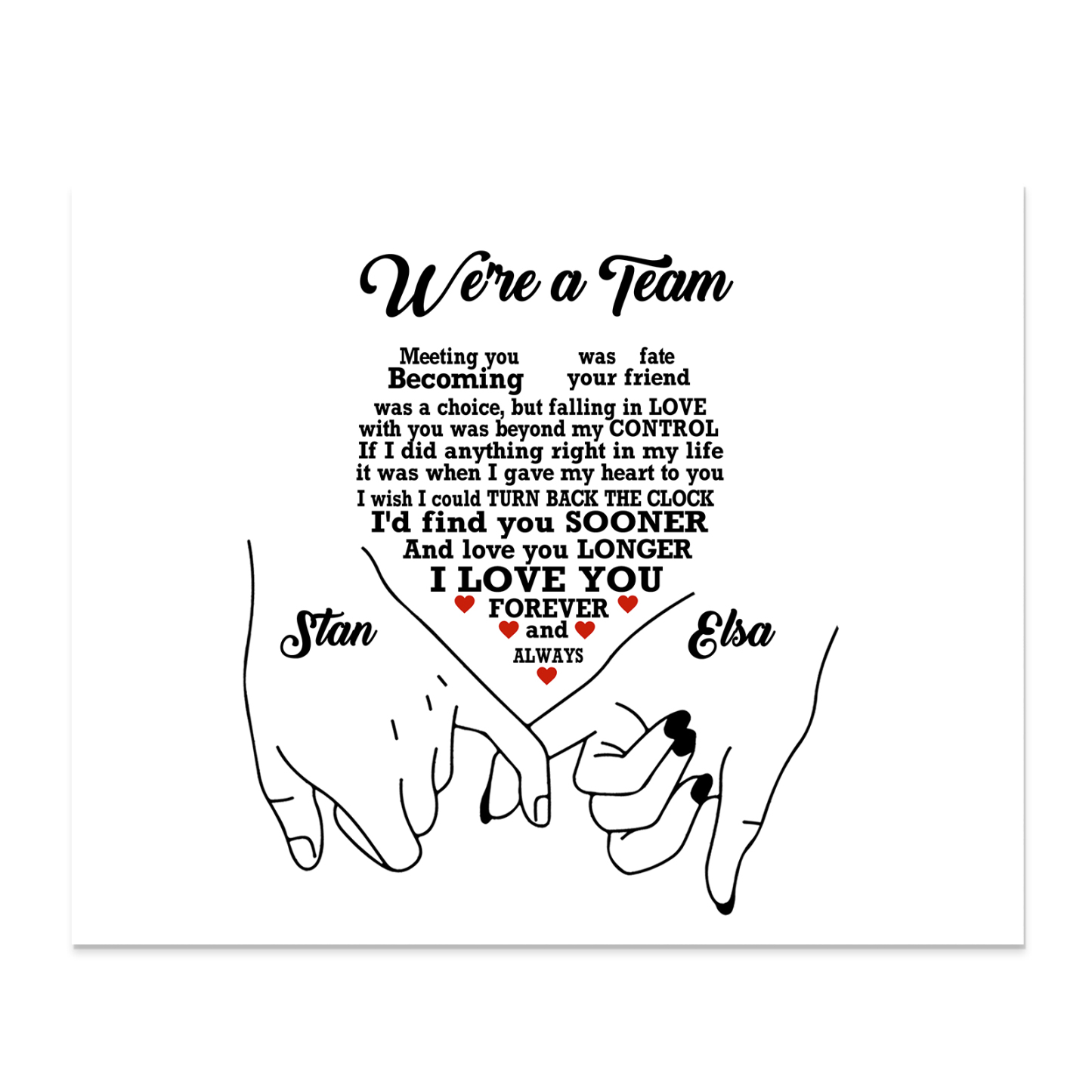 Personalised Wooden Plaque We are a Team Pinky Promise Gift for Couple