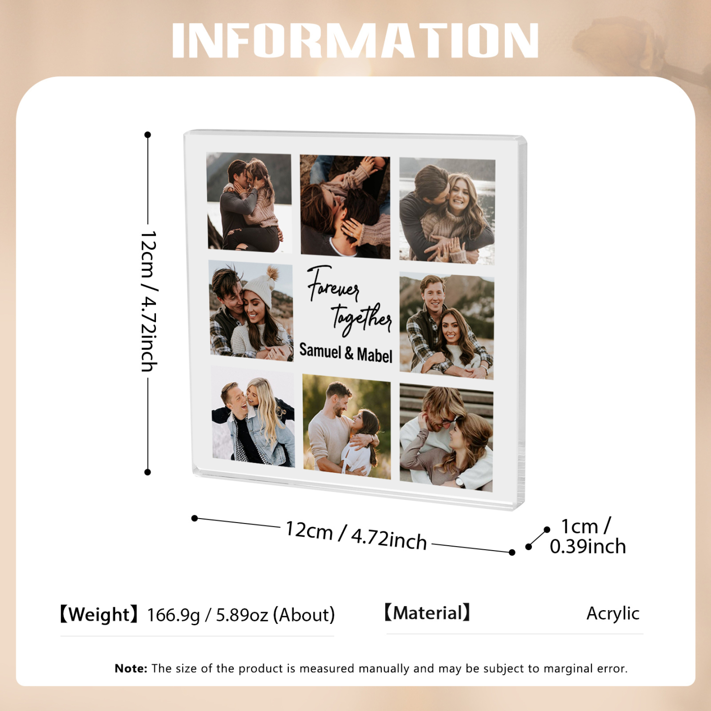 Personalised Photo Acrylic Plaque Together Forever Gift for Couple