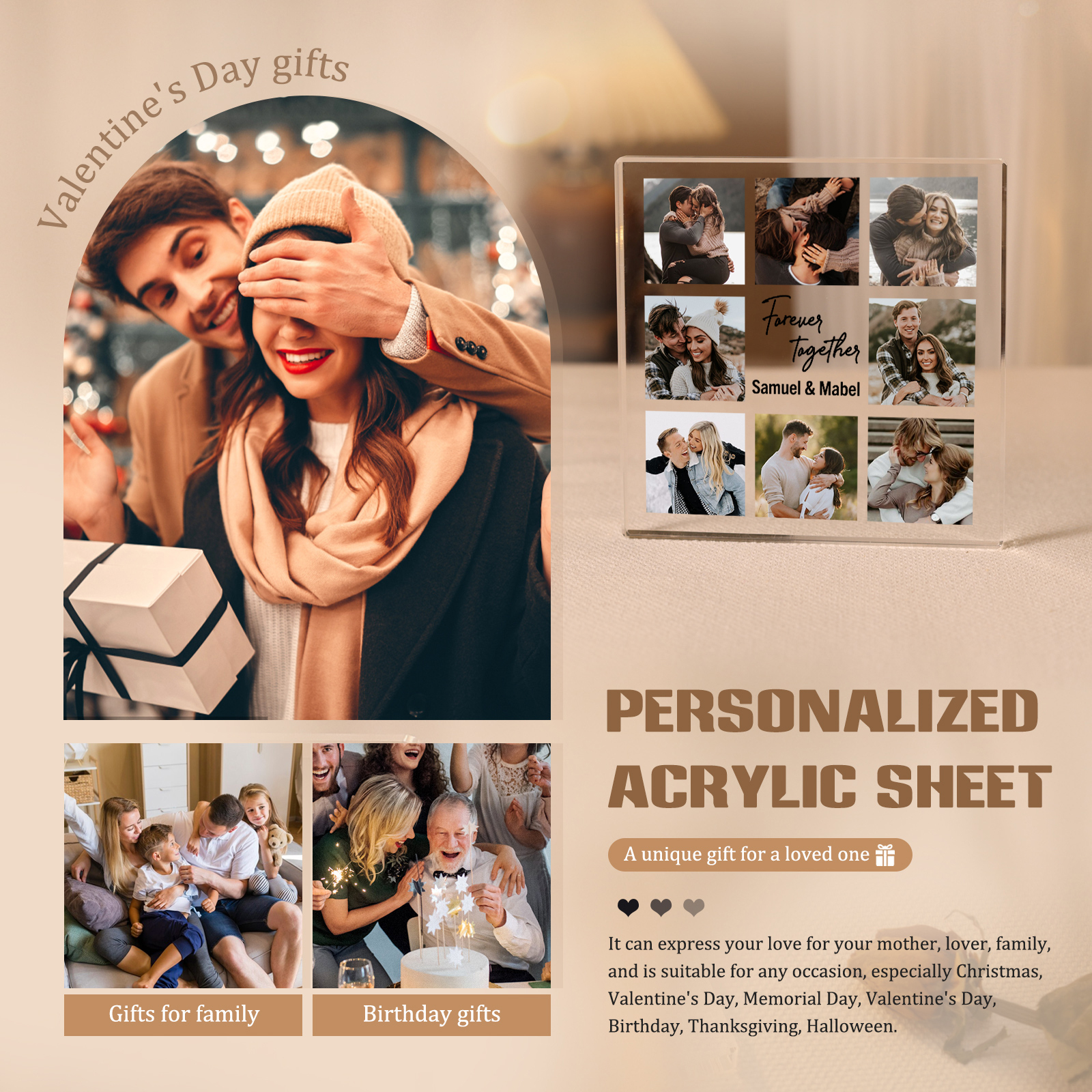 Personalised Photo Acrylic Plaque Together Forever Gift for Couple