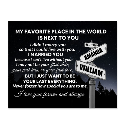 Personalised 2 Names and Year Wooden Plaque My Favorite Place in the World Is by Your Side Gift for Couples