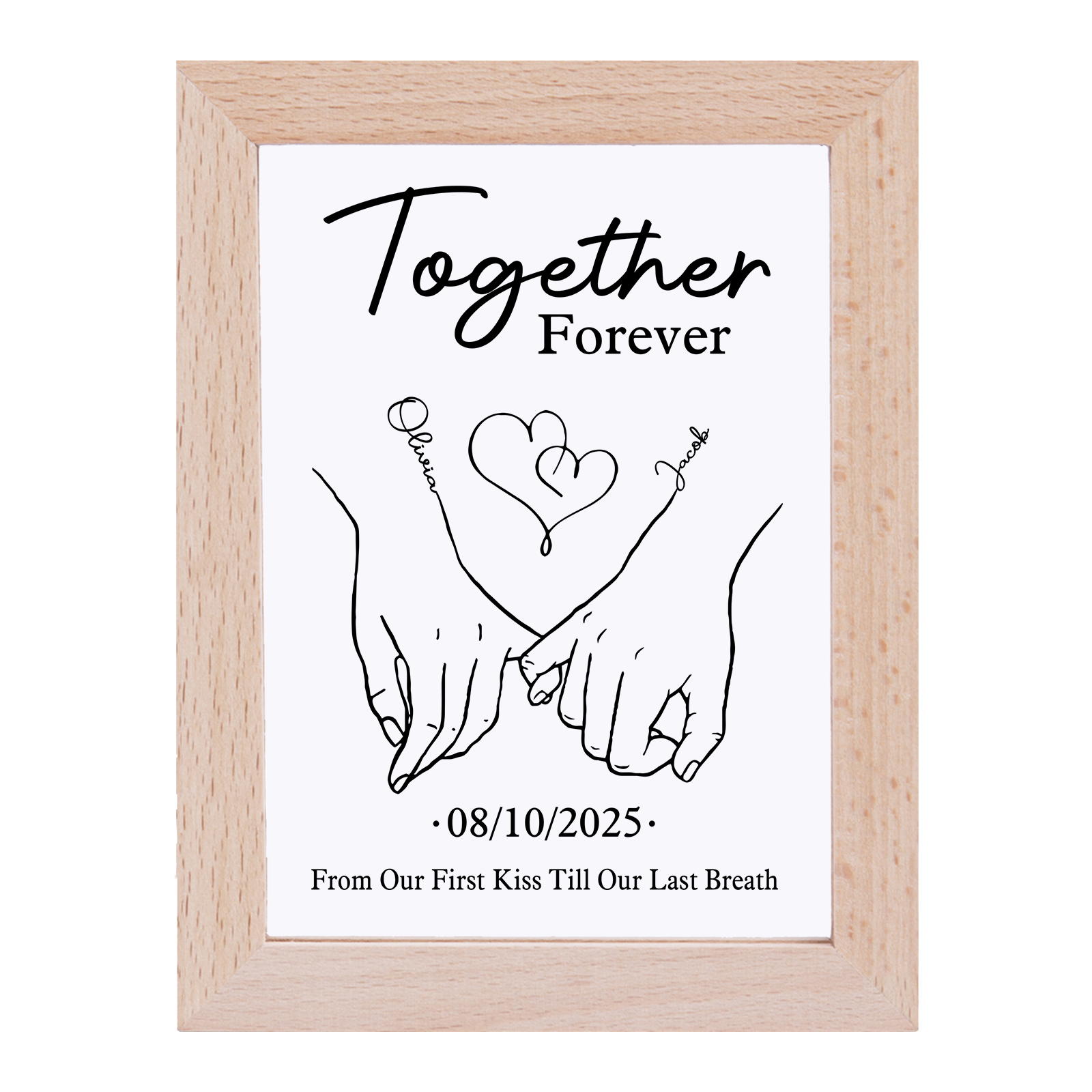 Personalised Light Frame Pinky Promise Customizable with 1 Special Date and 2 Names Together Forever Gift for Couples