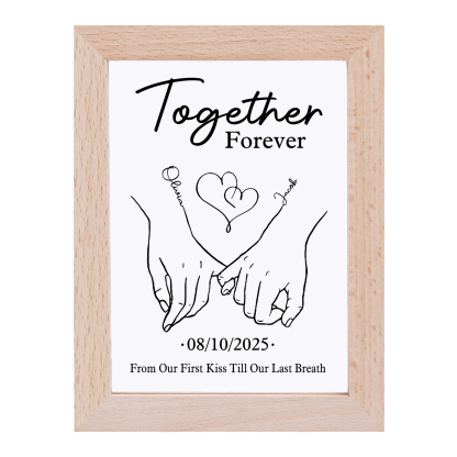 Personalised Light Frame Pinky Promise Customizable with 1 Special Date and 2 Names Together Forever Gift for Couples