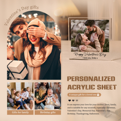 Personalised Photo Acrylic Plaque Custom 1 to 6 photos Gift for Couple