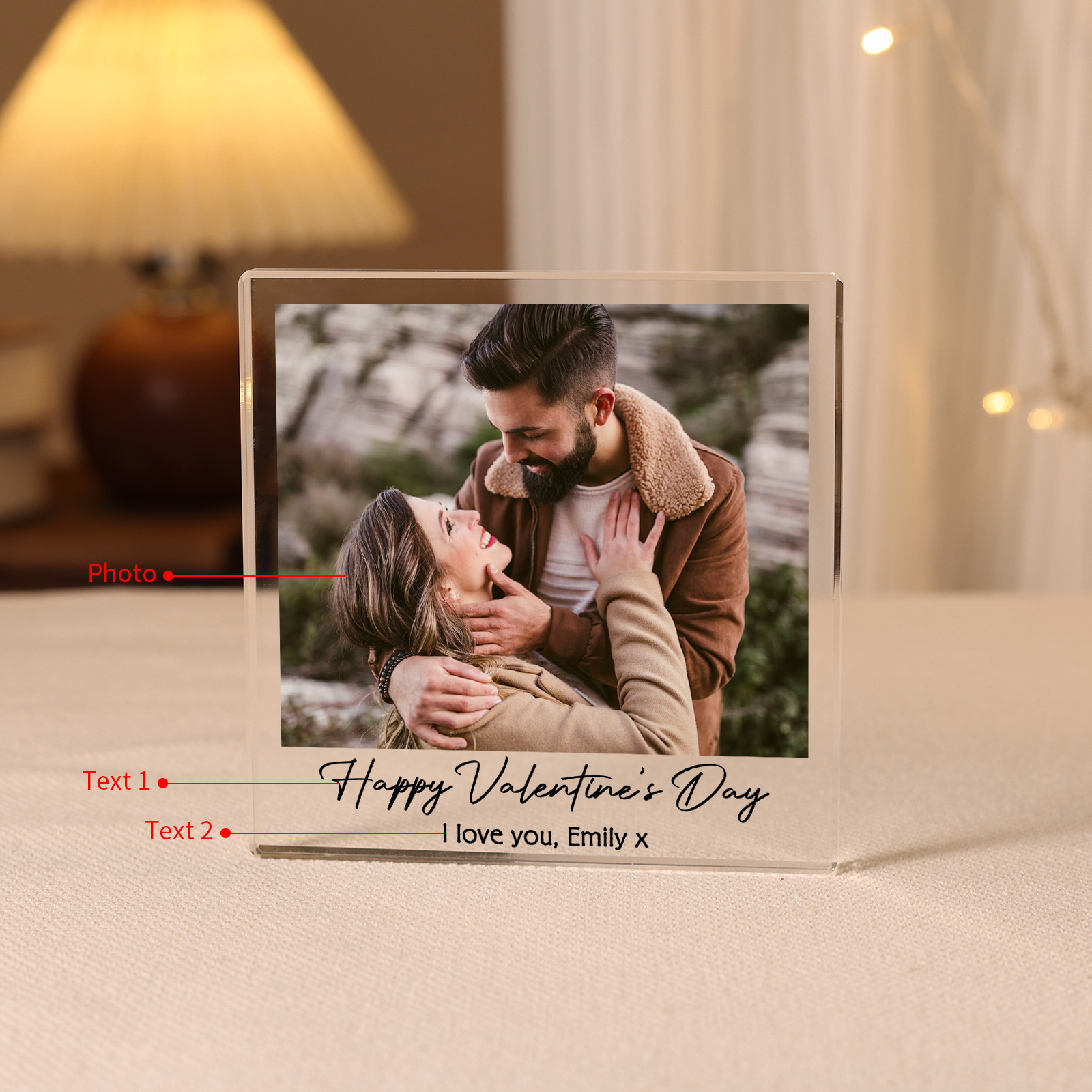Personalised Photo Acrylic Plaque Custom 1 to 6 photos Gift for Couple