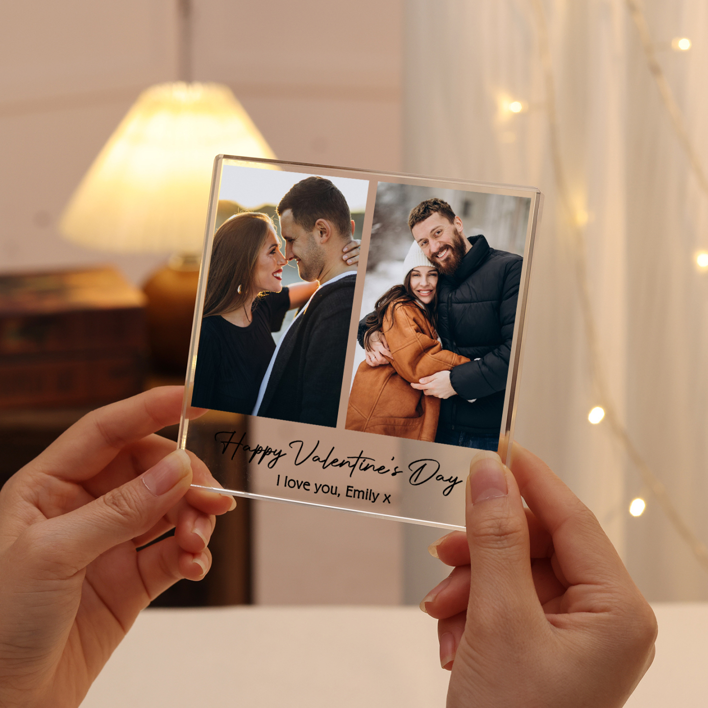 Personalised Photo Acrylic Plaque Custom 1 to 6 photos Gift for Couple