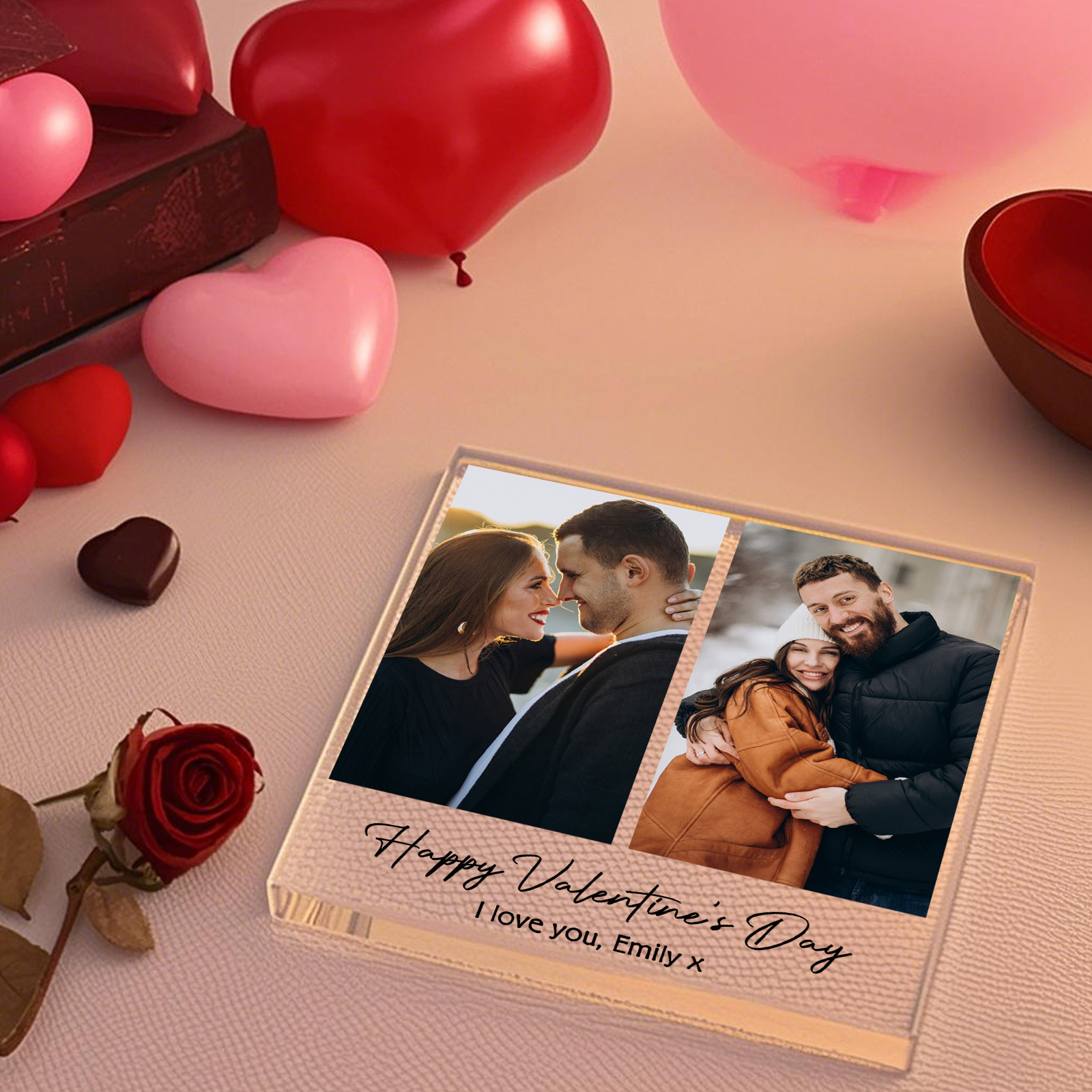 Personalised Photo Acrylic Plaque Custom 1 to 6 photos Gift for Couple