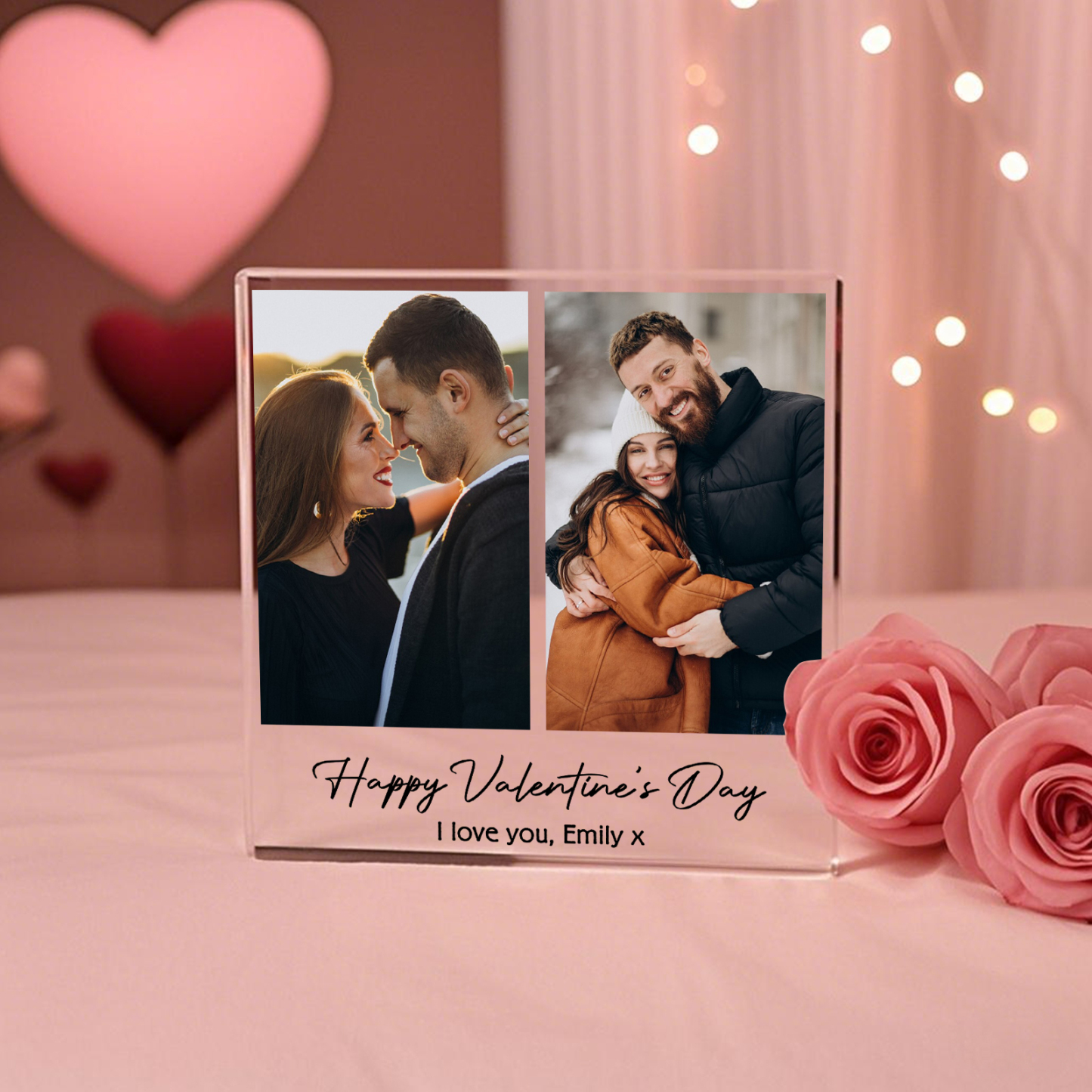 Personalised Photo Acrylic Plaque Custom 1 to 6 photos Gift for Couple