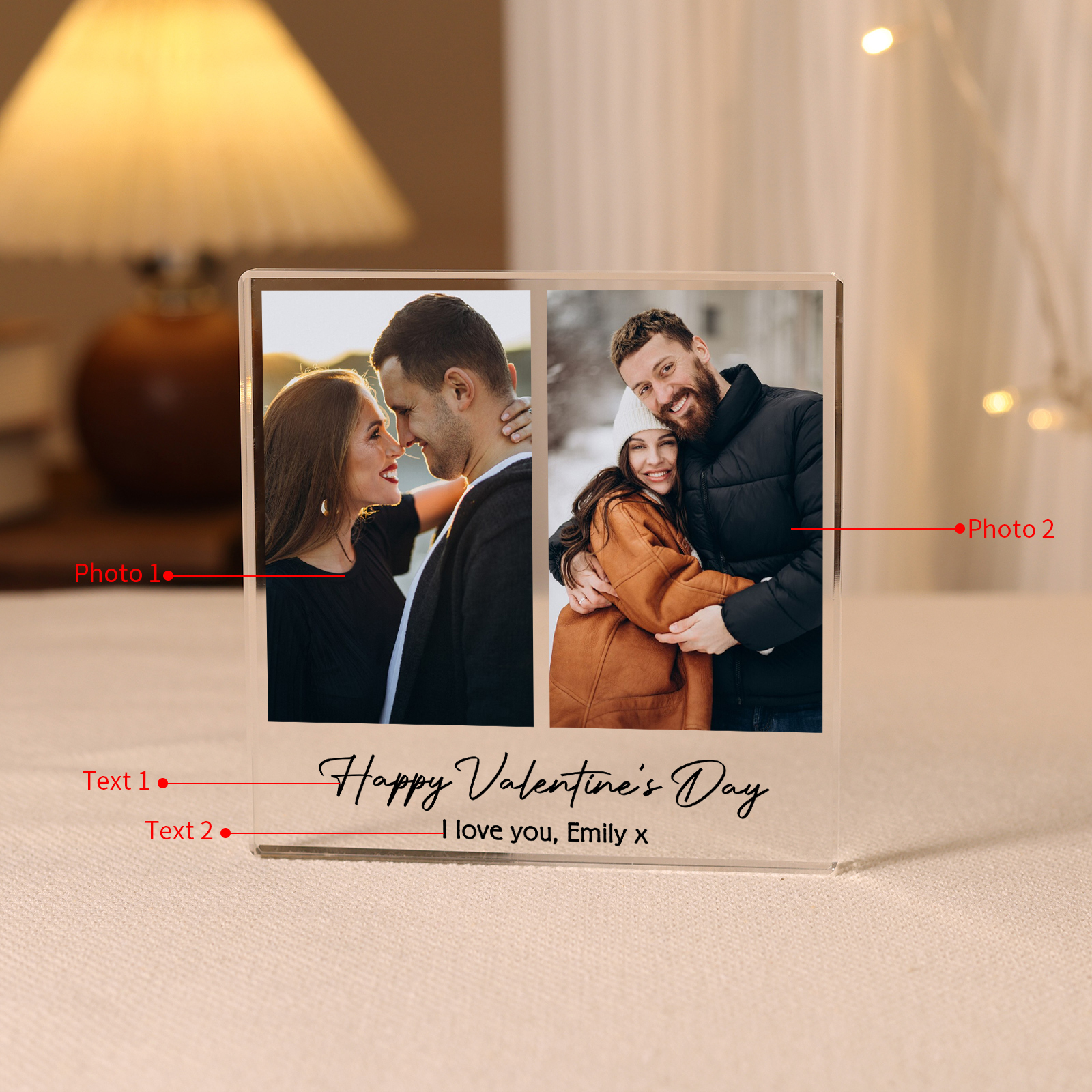 Personalised Photo Acrylic Plaque Custom 1 to 6 photos Gift for Couple