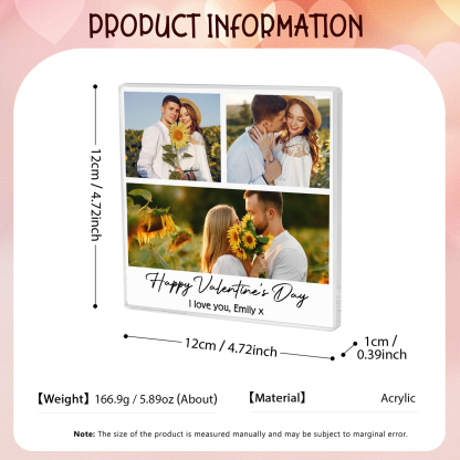 Personalised Photo Acrylic Plaque Custom 1 to 6 photos Gift for Couple
