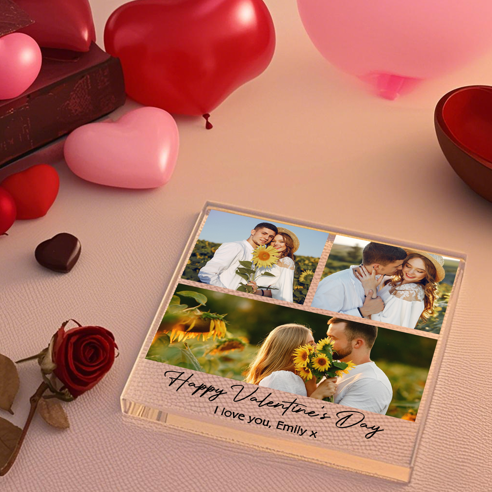 Personalised Photo Acrylic Plaque Custom 1 to 6 photos Gift for Couple