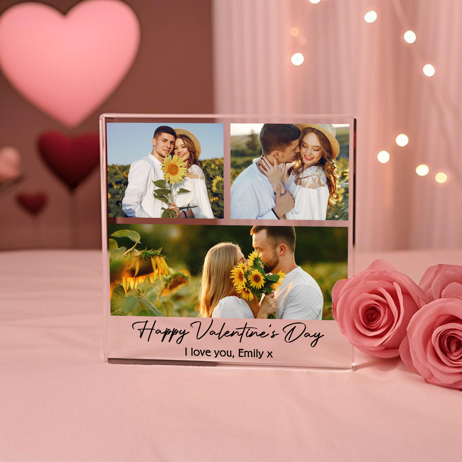 Personalised Photo Acrylic Plaque Custom 1 to 6 photos Gift for Couple