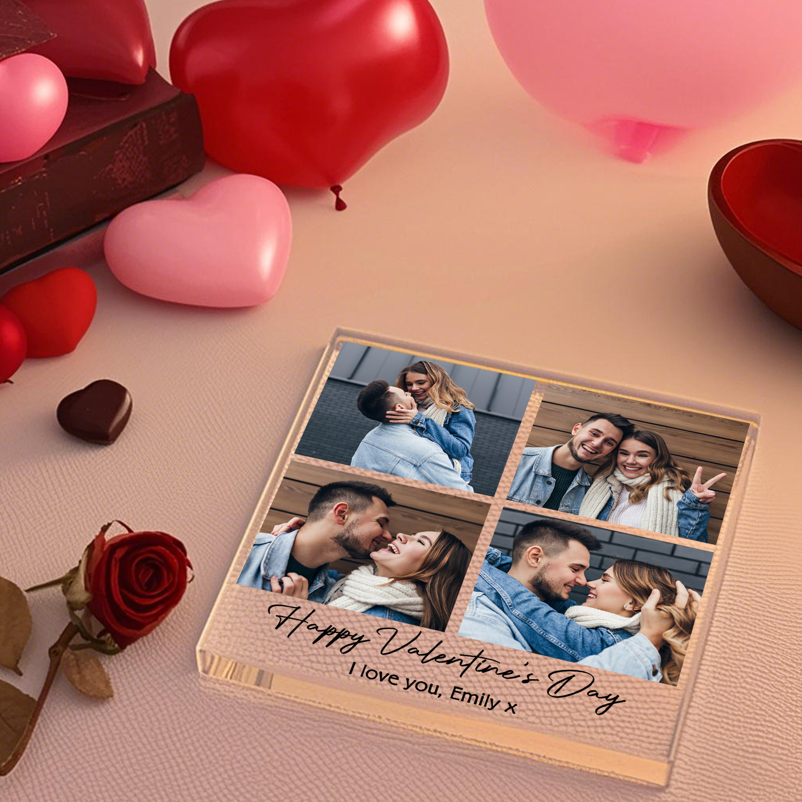 Personalised Photo Acrylic Plaque Custom 1 to 6 photos Gift for Couple