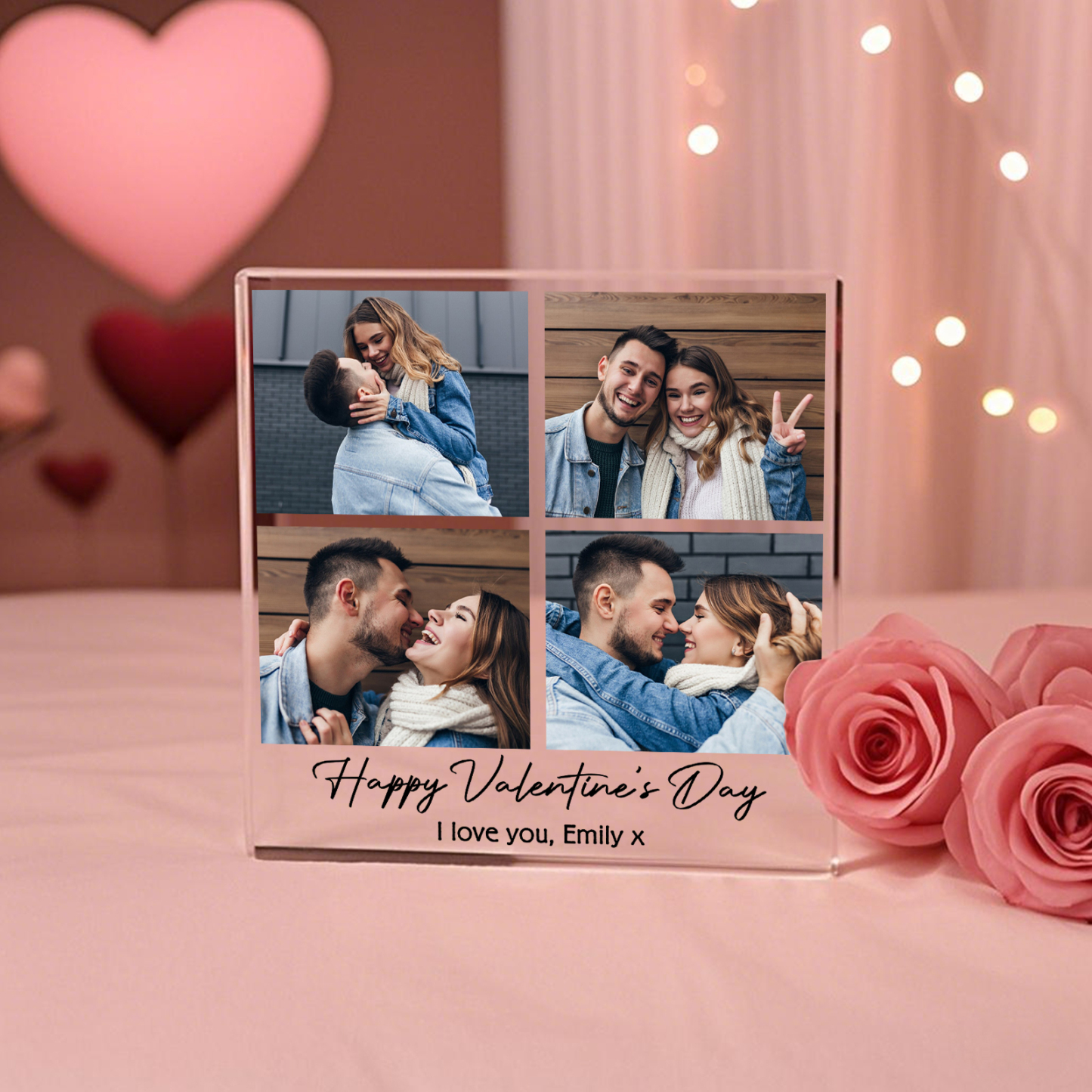 Personalised Photo Acrylic Plaque Custom 1 to 6 photos Gift for Couple