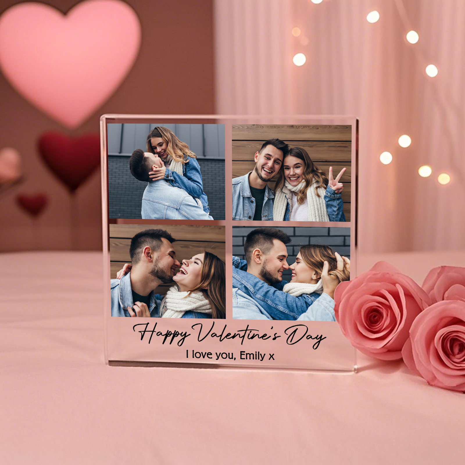 Personalised Photo Acrylic Plaque Custom 1 to 6 photos Gift for Couple