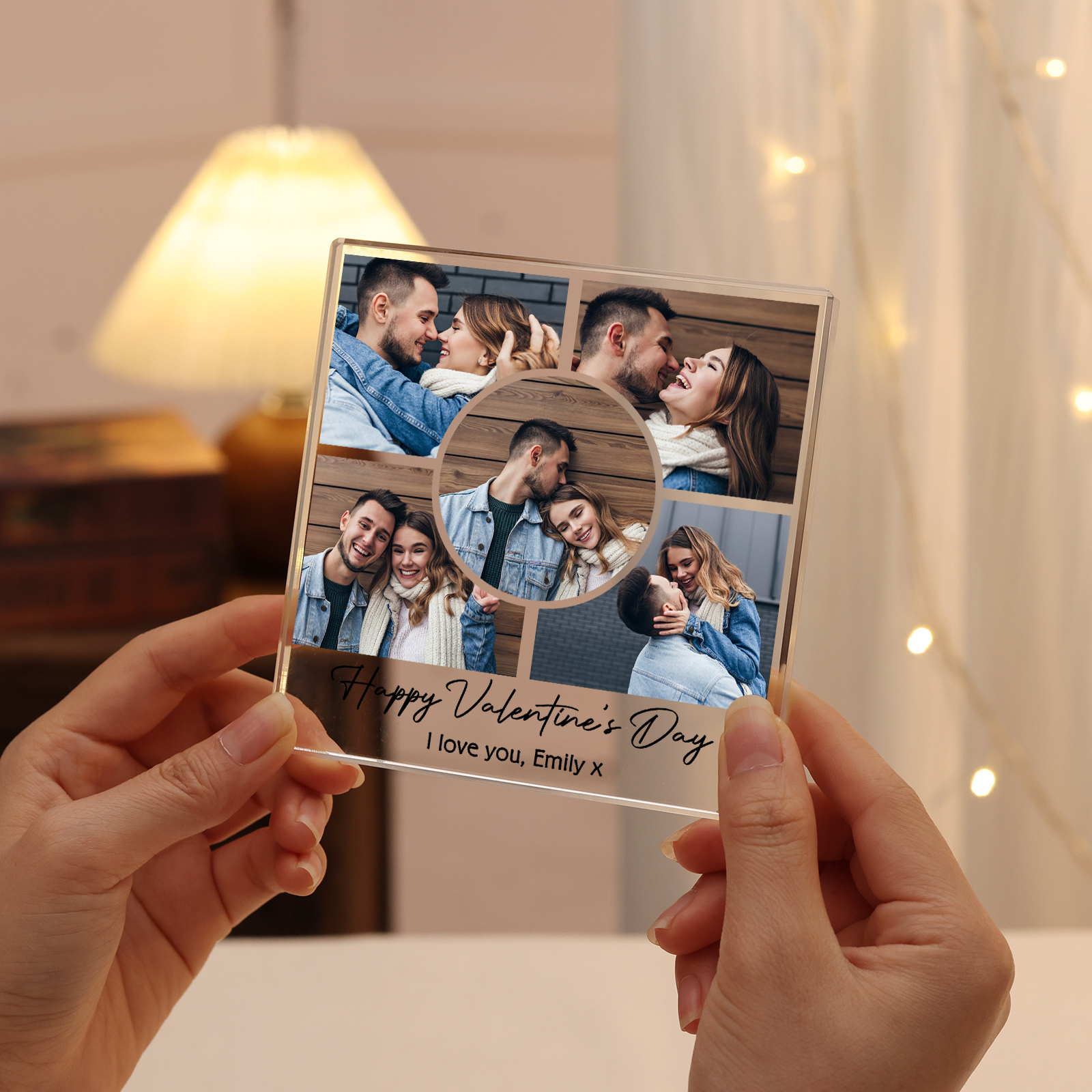 Personalised Photo Acrylic Plaque Custom 1 to 6 photos Gift for Couple