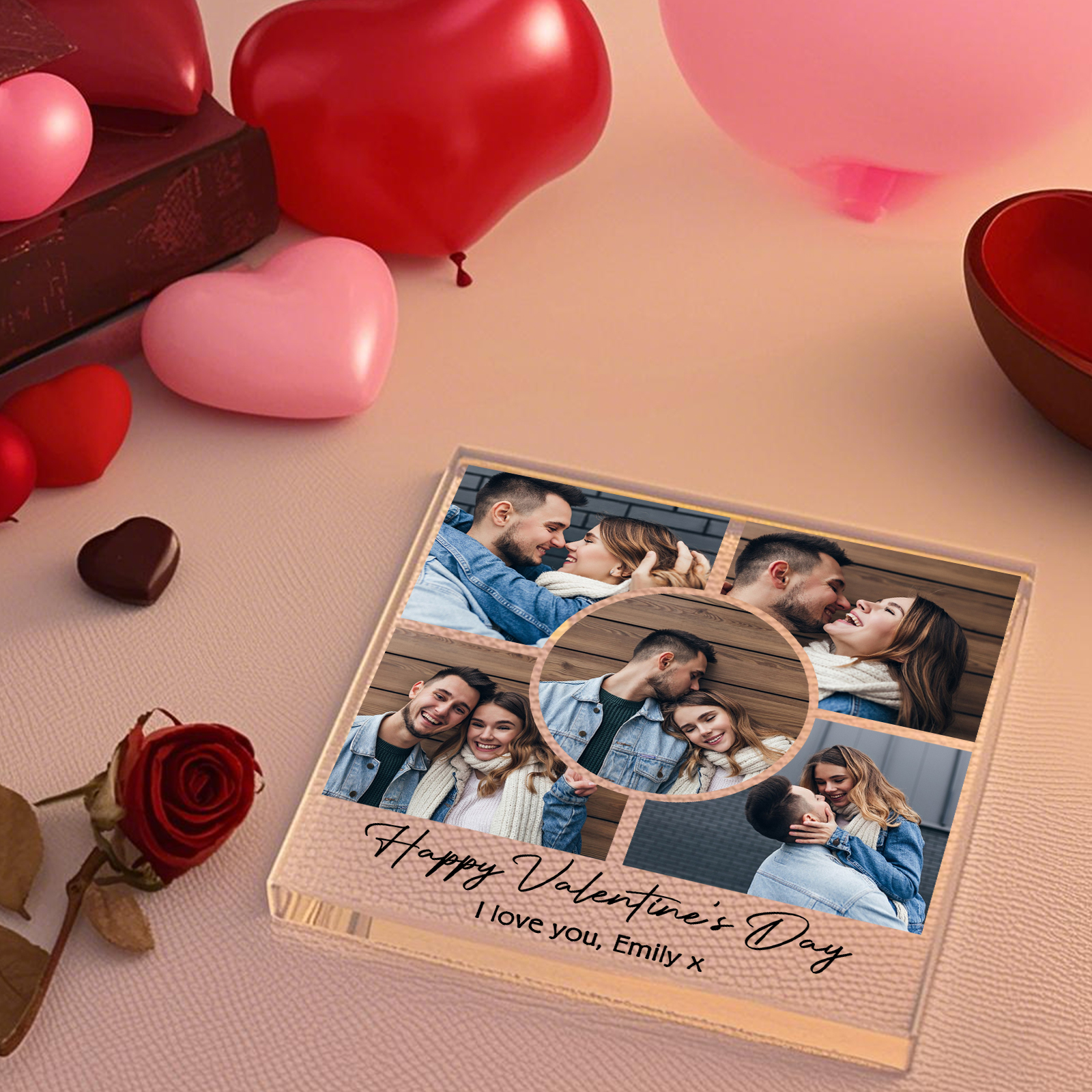 Personalised Photo Acrylic Plaque Custom 1 to 6 photos Gift for Couple