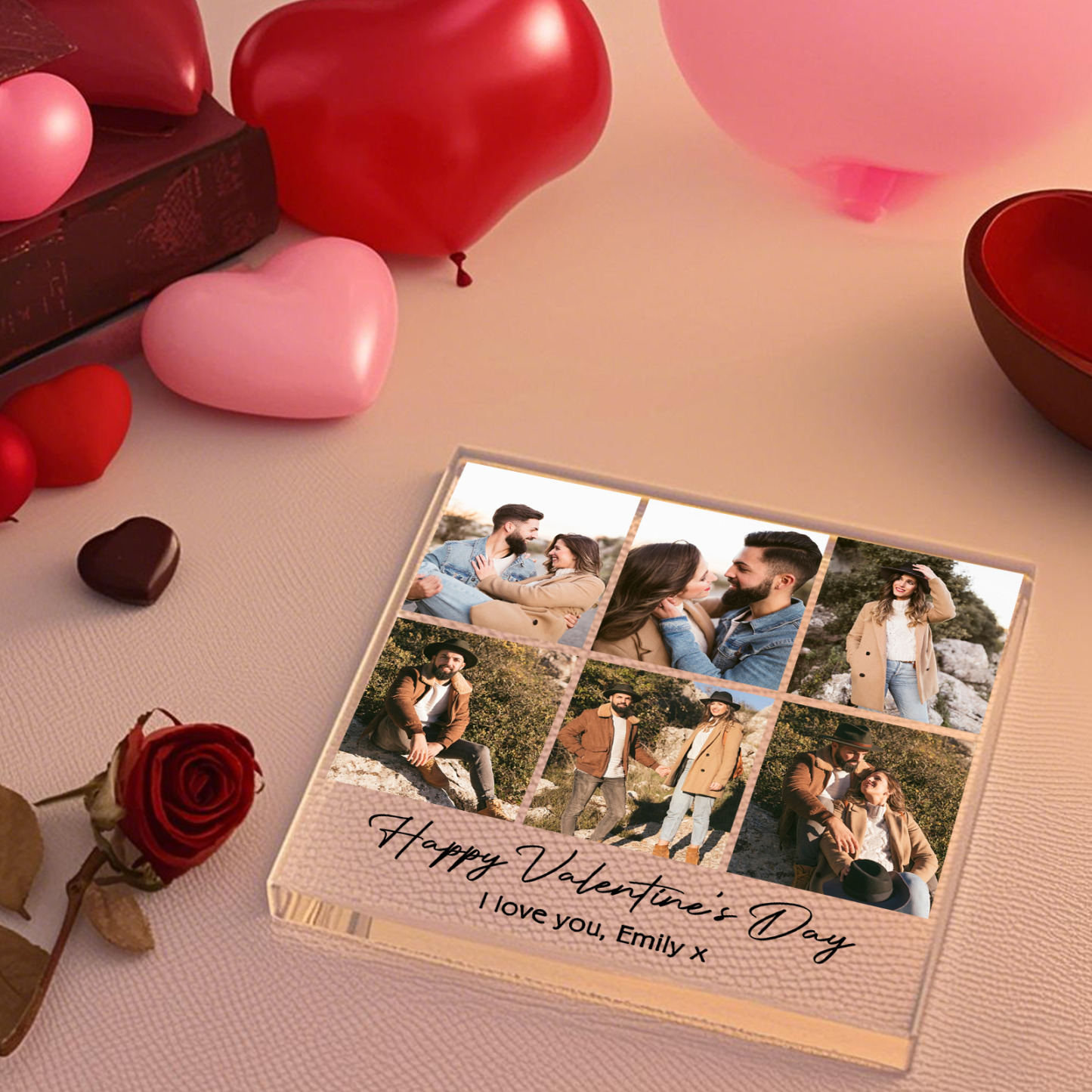 Personalised Photo Acrylic Plaque Custom 1 to 6 photos Gift for Couple