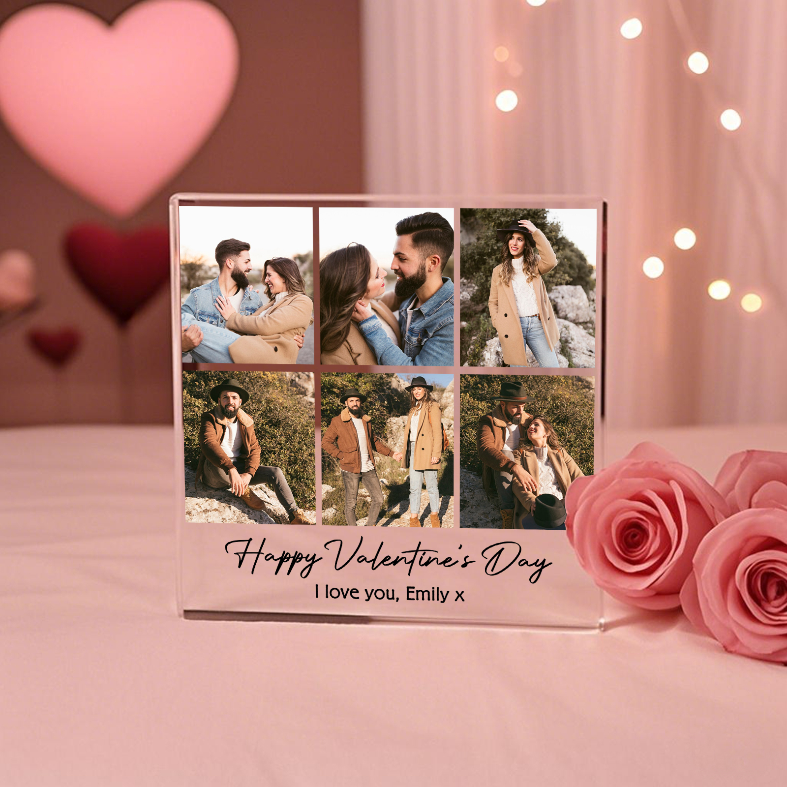 Personalised Photo Acrylic Plaque Custom 1 to 6 photos Gift for Couple