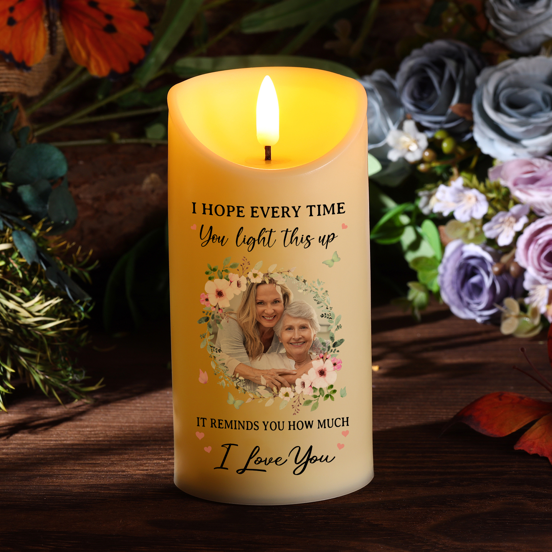 Personalised LED Candle Custom 1 Photo I Hope Every Time You Light This Up Gift for Grandparents | Jessemade