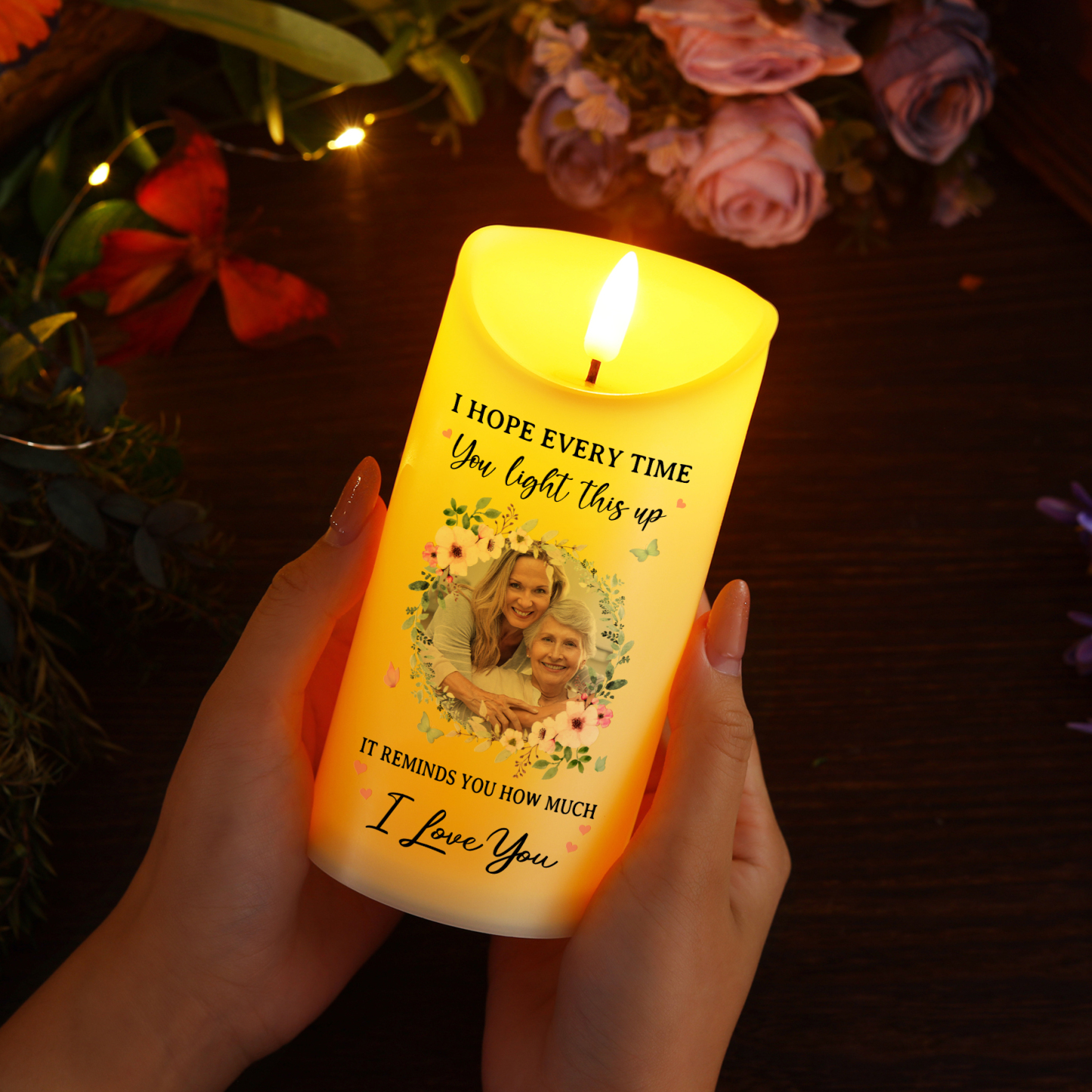 Personalised LED Candle Custom 1 Photo I Hope Every Time You Light This Up Gift for Grandparents | Jessemade