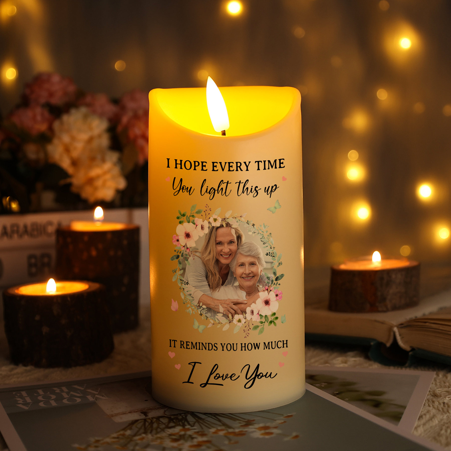 Personalised LED Candle Custom 1 Photo I Hope Every Time You Light This Up Gift for Grandparents | Jessemade