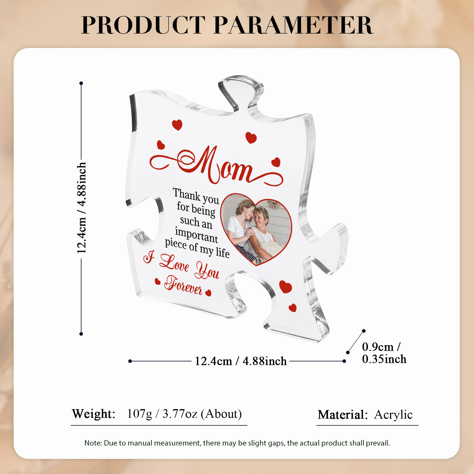 Personalised Puzzle Acrylic Plaque Thank You for Being Such an Important Piece of My Life Gift for Mom | Jessemade