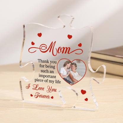 Personalised Puzzle Acrylic Plaque Thank You for Being Such an Important Piece of My Life Gift for Mom | Jessemade