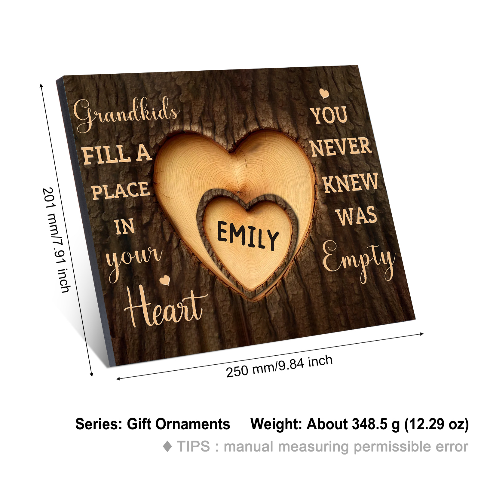 Personalised Wooden Plaque Grandkids Fill a Place in Your Heart Custom 1-7 Names Gift for Grandparents | Jessemade
