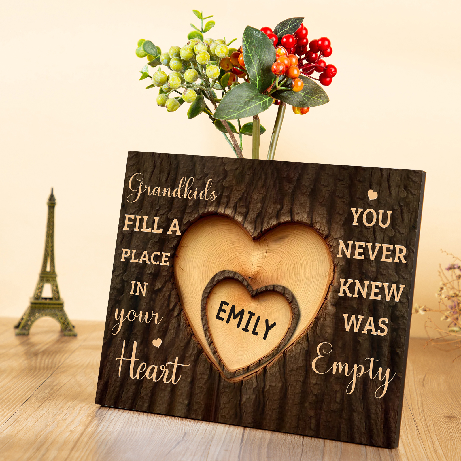 Personalised Wooden Plaque Grandkids Fill a Place in Your Heart Custom 1-7 Names Gift for Grandparents | Jessemade
