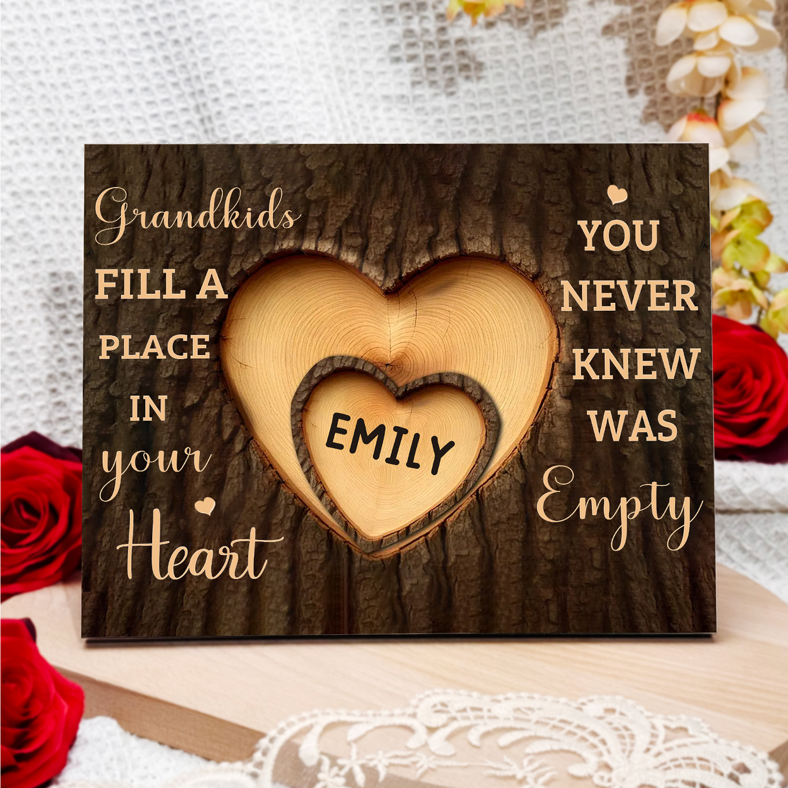 Personalised Wooden Plaque Grandkids Fill a Place in Your Heart Custom 1-7 Names Gift for Grandparents | Jessemade