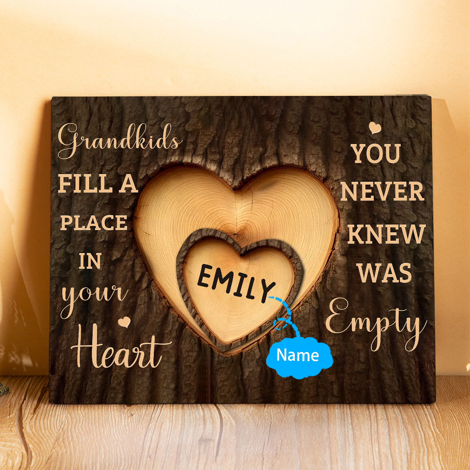 Personalised Wooden Plaque Grandkids Fill a Place in Your Heart Custom 1-7 Names Gift for Grandparents | Jessemade