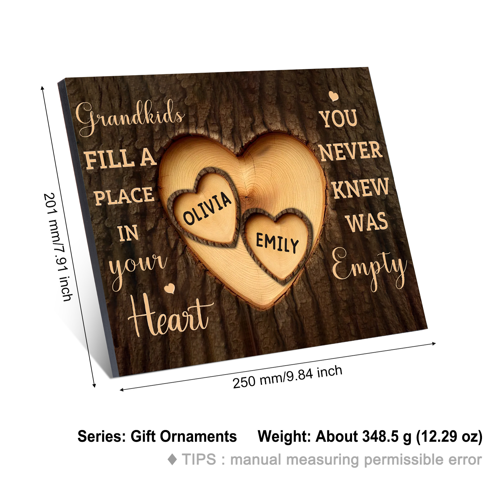 Personalised Wooden Plaque Grandkids Fill a Place in Your Heart Custom 1-7 Names Gift for Grandparents | Jessemade