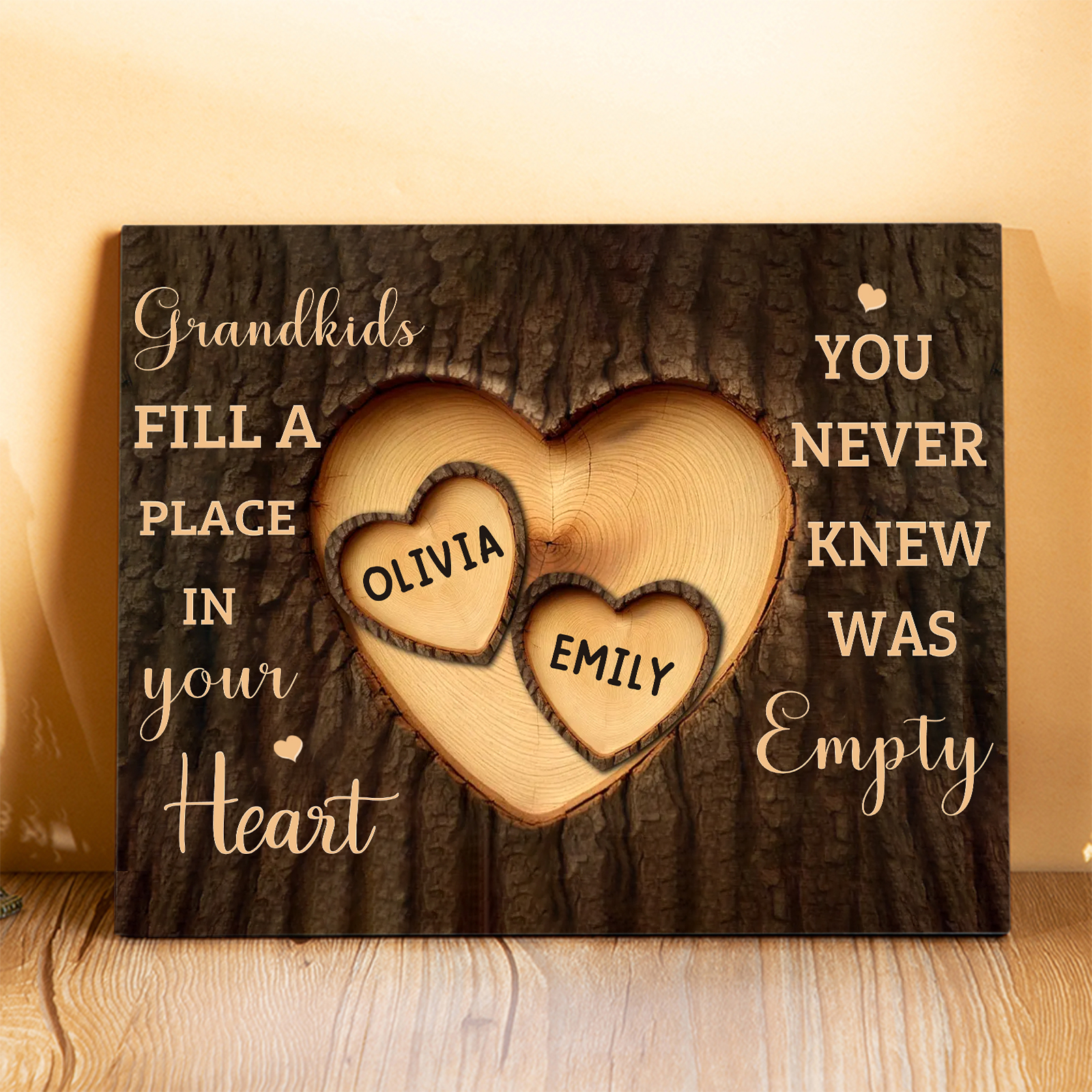 Personalised Wooden Plaque Grandkids Fill a Place in Your Heart Custom 1-7 Names Gift for Grandparents | Jessemade