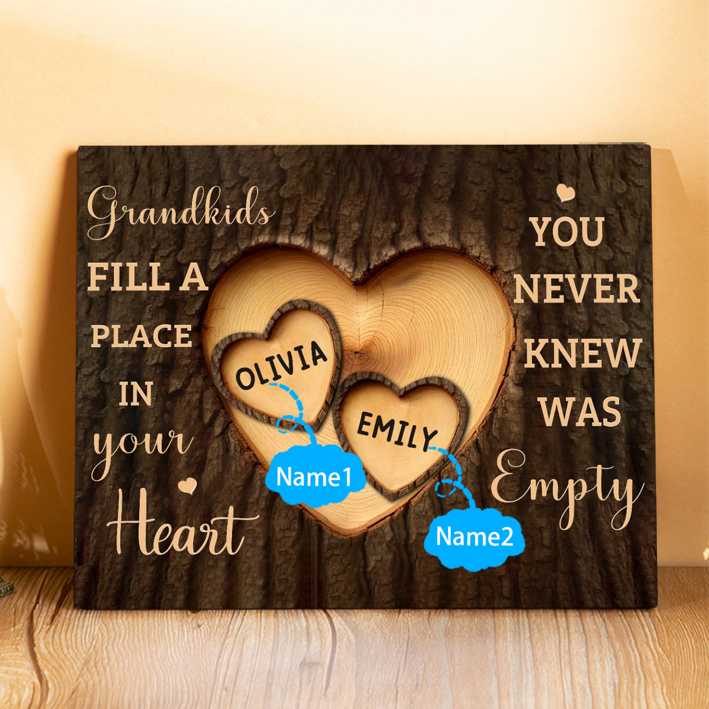 Personalised Wooden Plaque Grandkids Fill a Place in Your Heart Custom 1-7 Names Gift for Grandparents | Jessemade
