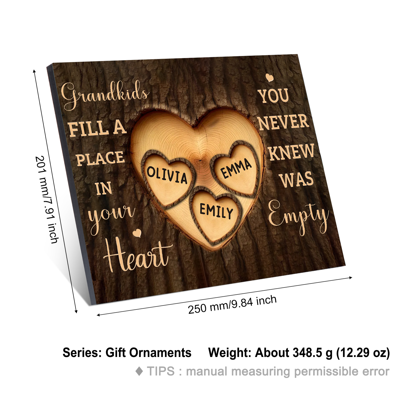 Personalised Wooden Plaque Grandkids Fill a Place in Your Heart Custom 1-7 Names Gift for Grandparents | Jessemade